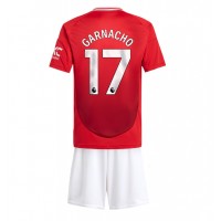 Camiseta Manchester United Alejandro Garnacho #17 Primera Equipación Replica 2024-25 para niños mangas cortas (+ Pantalones cortos)